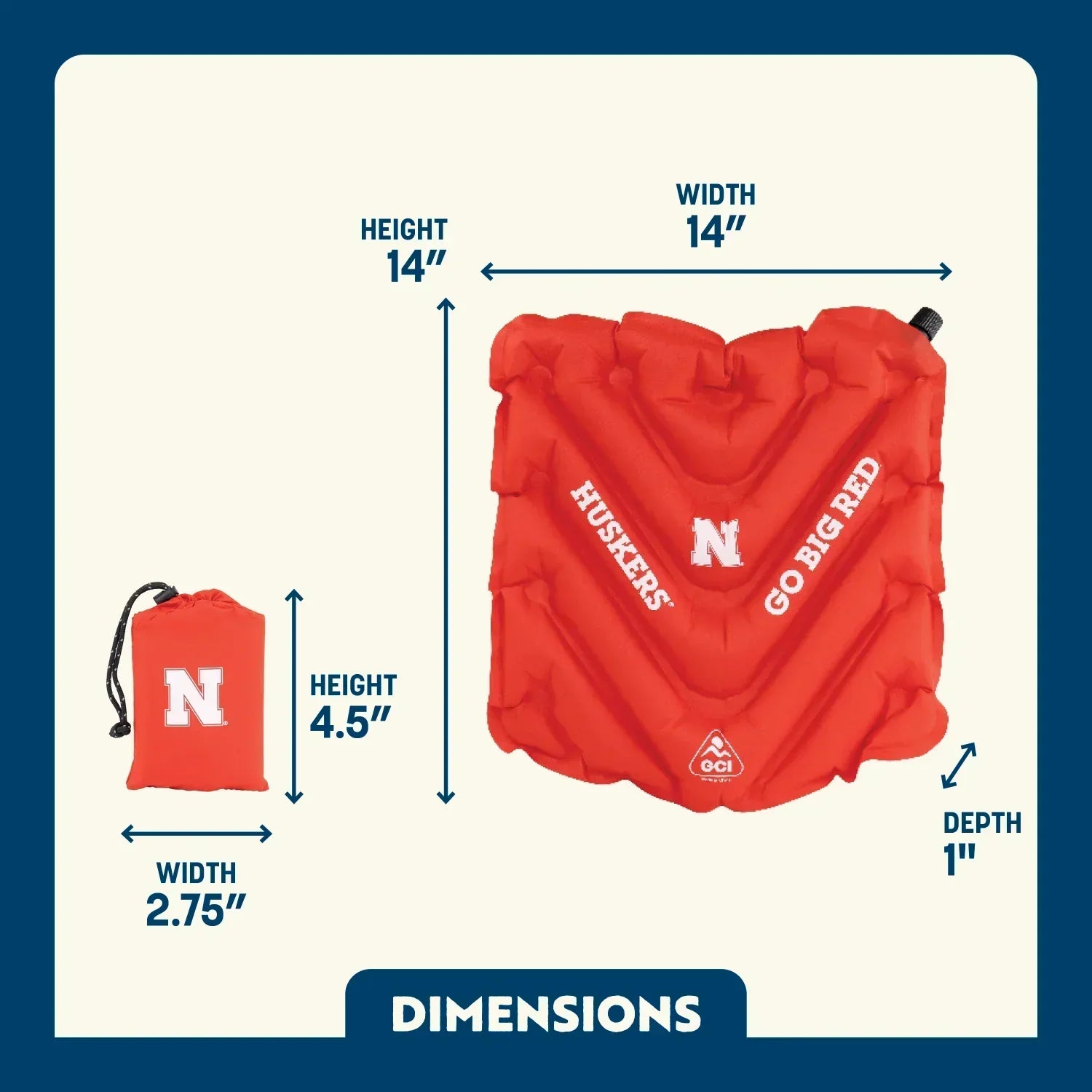 College V Seat™ Inflatable Stadium Cushion - Nebraska Cornhuskers - Gift Ready